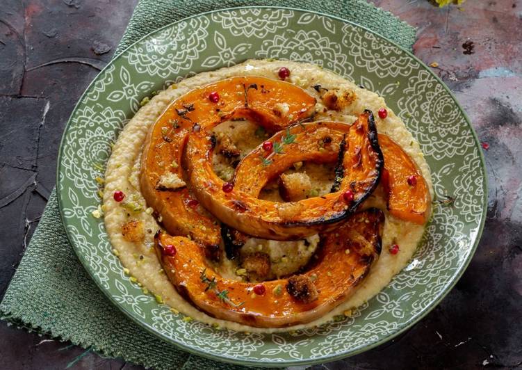 Steps to Make Perfect Hummus di Ceci con Zucca arrosto e Pepe Rosa