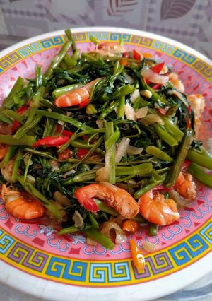 Foto resep Tumis udang kangkung simple