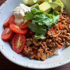 A picture of Mexican Inspired Beef Mince Rice Bowl.