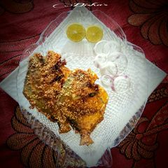 A picture of Pomfret sesame fry.
