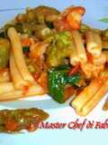 Casarecce con Gamberetti, Asparagi, Pomodorini e Rucola