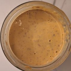 A picture of Sweet potato mashed with peanut butter and cheese.