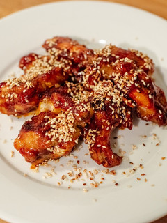 A picture of Yangnyeom chicken : Korean spicy chicken.