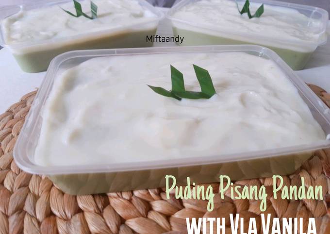 Puding Pisang Pandan with vla Vanila