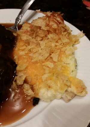 A picture of Brad's mashed potato casserole.