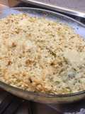 Gratin de crozets aux trois fromages et fondue de poireaux