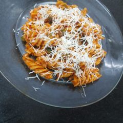 Pasta in arrabiata sauce A picture of Pasta in arrabiata sauce.