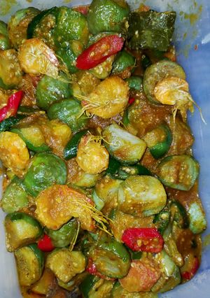 Foto resep Oseng udang terong lalap pedas