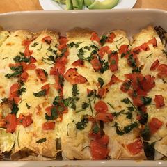 A picture of Creamy chicken burritos.