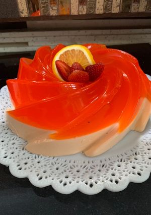 Una foto de Gelatina de refresco de mandarina con queso