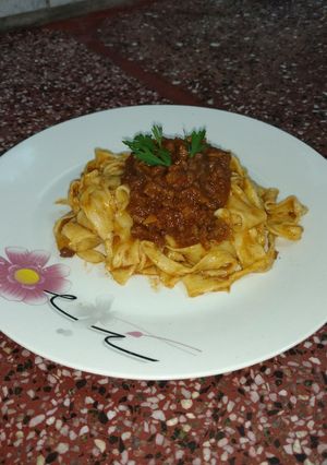 Una foto de Tagliatelles a la bolognesa