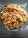 Arroz con calamar y almejas. Para semana santa