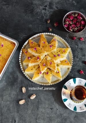 عکسی از دستور کیک روانی / کیک عربی باقلوایی