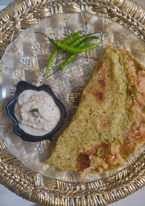 A picture of Upma Pesarattu - Green Moong Dosa.