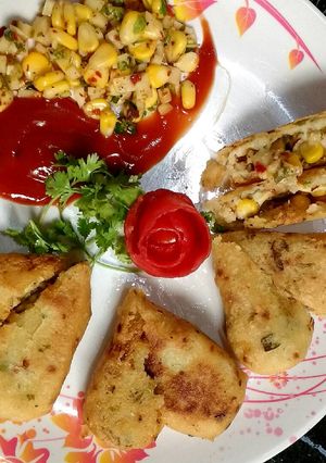 A picture of Stuffed cheese milti grain croquettes.