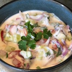 A picture of 3 colour Veggie Raita.