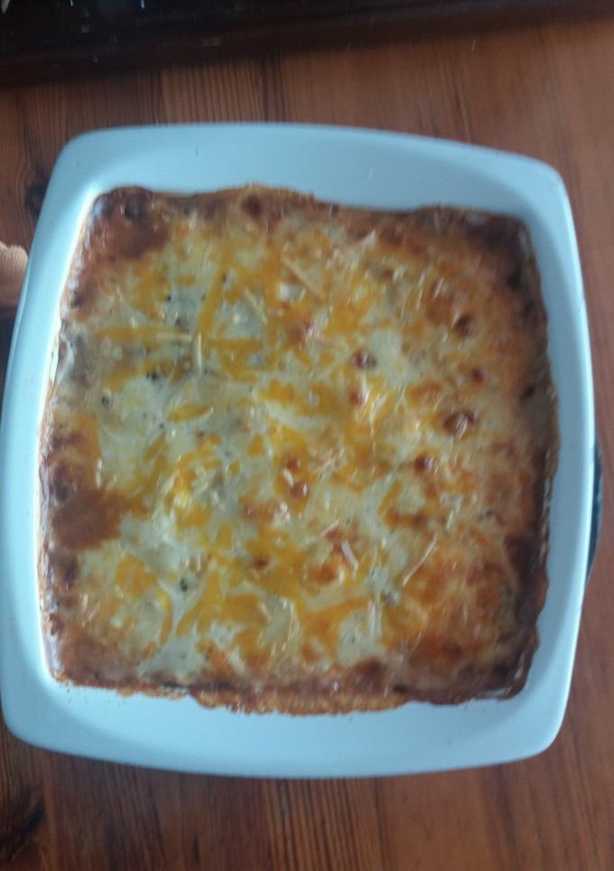 Una foto de Moussaka de atún y champiñones