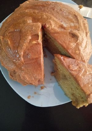 A picture of Half chocolate moist cake.