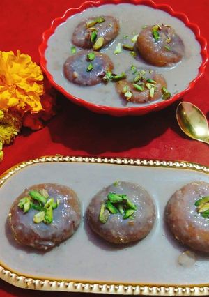 A picture of Odisha's Sweet Potato Rassabali.