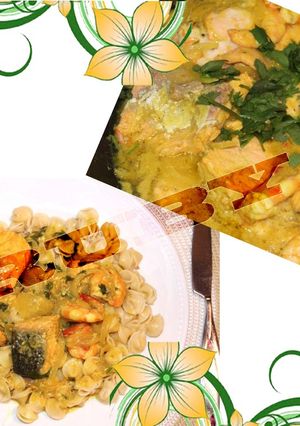 Hình của món Cá Hồi - Tôm Sốt Cà Ri - Chanh.