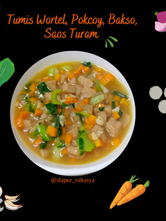 Foto resep Tumis Wortel, Pokcoy, Bakso, Saus Tiram