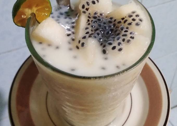 Resep Es Blesusih (Blewah Susu Selasih) Oleh 🌻Unda Qy - Cookpad