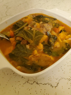 A picture of Brad's West African Chicken, Collard Green, and Peanut Stew.