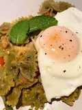 Pesto Pasta with MushroomFired Egg (Non-Oil)