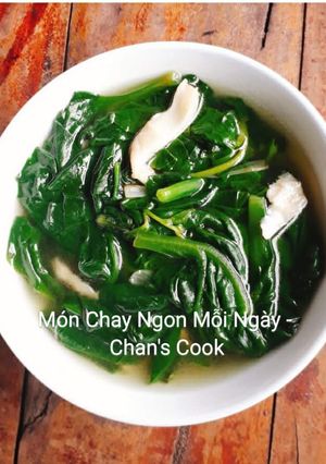 Hình của món Canh rau mồng tơi chay.