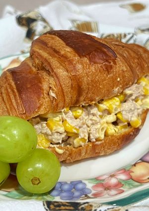 A picture of Corn, Tuna, and Egg Salad Sandwich.
