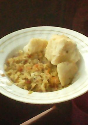 A picture of Traditional ugali and fried cabbage.