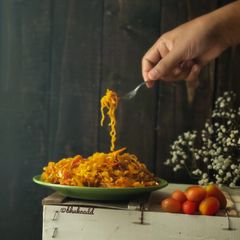 Tomato masla noodles A picture of Tomato masla noodles.