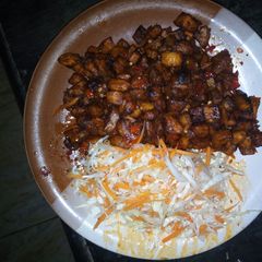 A picture of Sauced plantain with coslow.