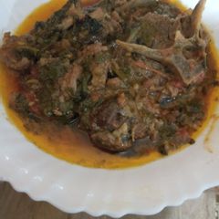 A picture of Methi Palak soya ka gosht.
