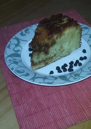 Una foto de Tarta de manzana invertida con masa de dos sabores