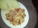 Ugali and fried eggs