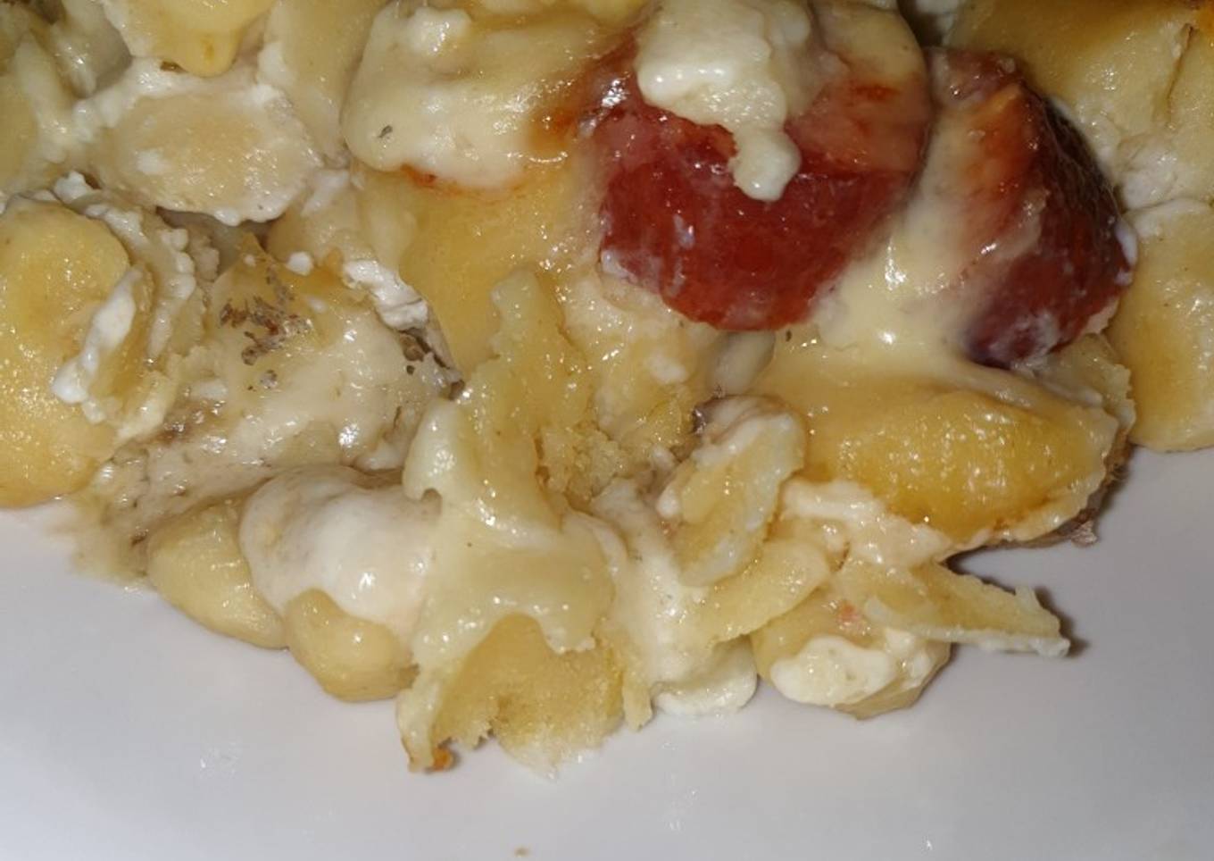 Gratin de gnocchis saucisses Fumées et Salers