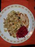 Pasta de caracoles con vegetales salteados