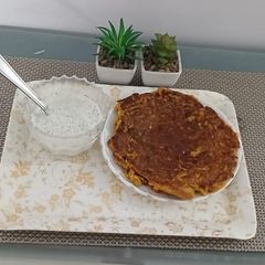 Soya flour chilla with mint raita A picture of Soya flour chilla with mint raita.