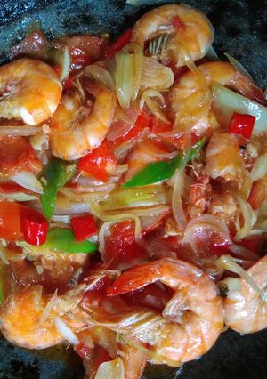 Foto resep Udang Tumis Bawang Bombay