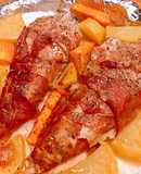 Món Pháp - Cá Thầy Tu Bọc Bacon Nướng Lá Thơm