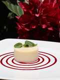 Panna cotta con coulis de jamaica