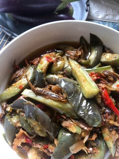 Gambar Terung dan ikan bilis tumis pedas