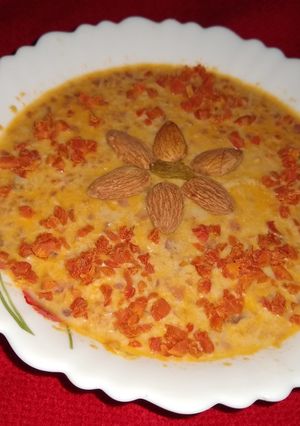A picture of Carrot and jaggery kheer.