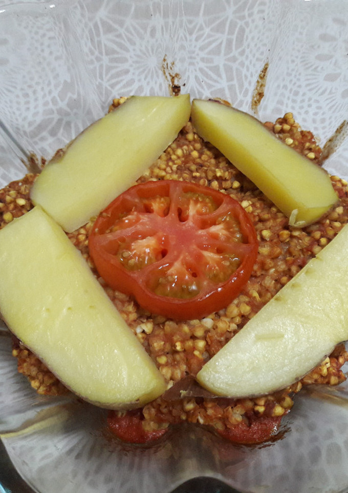 Una foto de 🇪🇸Trigo sarraceno al horno español bajo en grasa y vegano