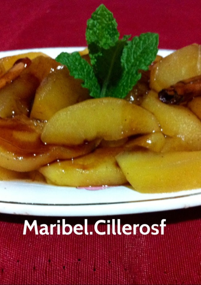 Una foto de Láminas de manzana en compota, al microondas