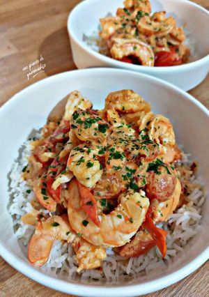 Une photo de Crevettes curry coco