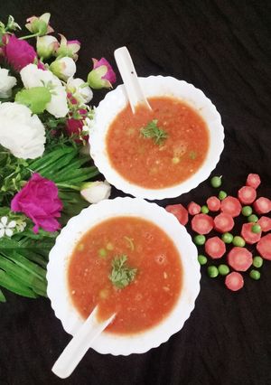 A picture of Carrot tomato soup.