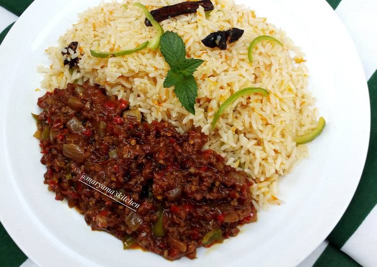 Nigerian carrot fried rice with minced meat soup