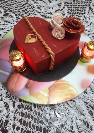 صورة لوصفة كيك ديزاين على شكل قلب❤❤❤